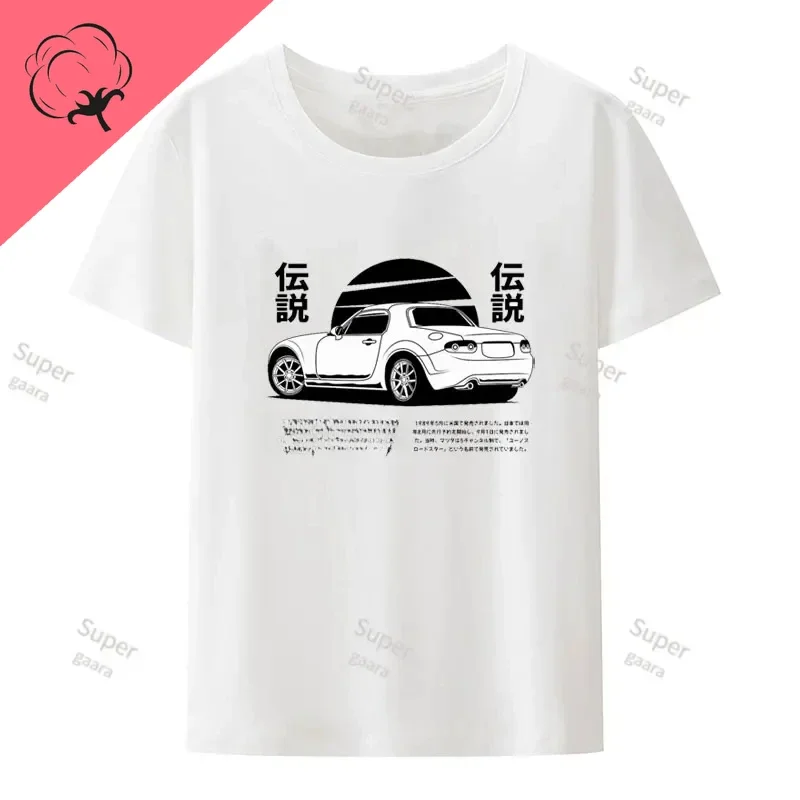 Initial D JDM MIATA MX5 Theme 100%Cotton Men Short Sleeve Tee Tshirts Mens Clothes Graphic Shirts Y2k Streetwear Gym Clothing