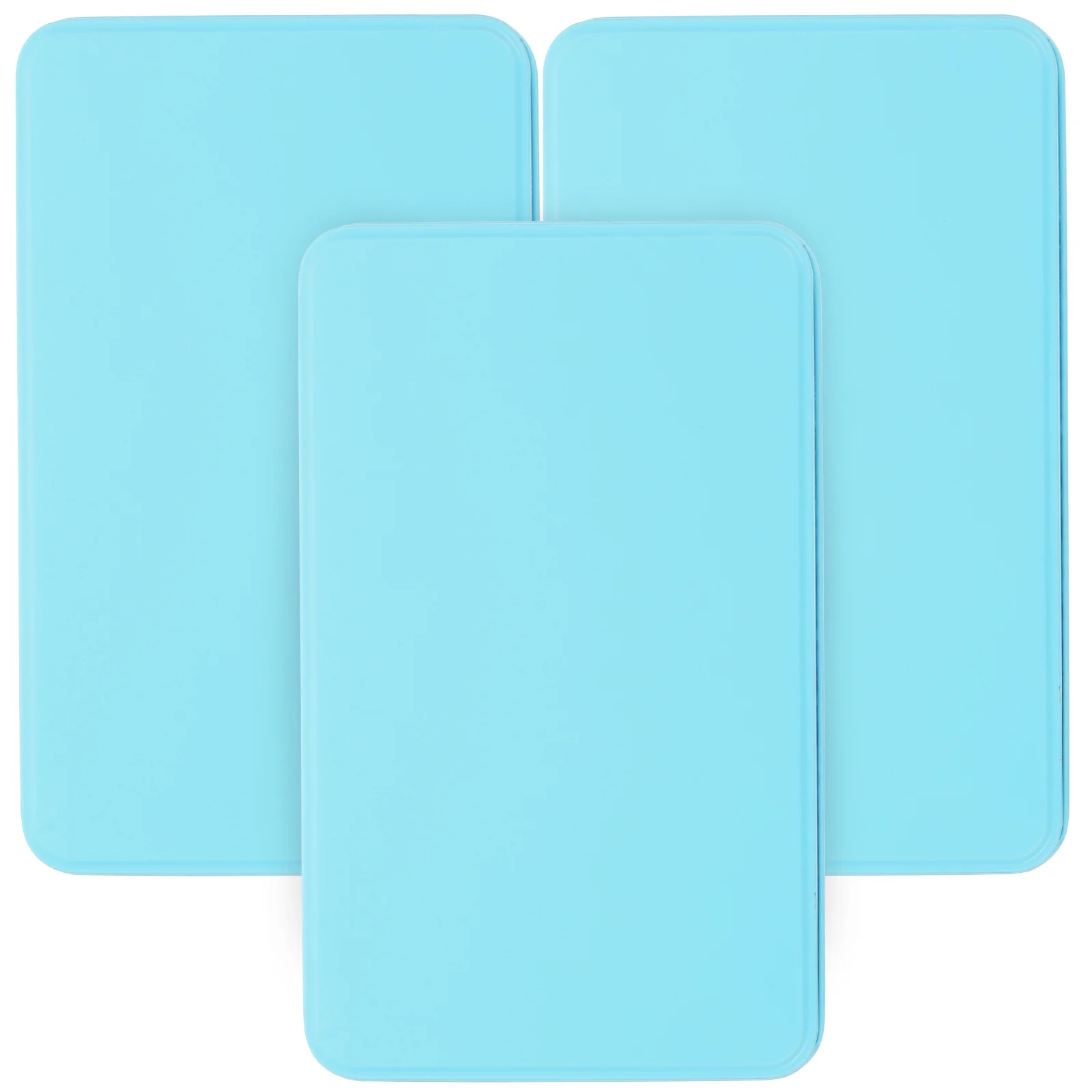 

3 Pcs Large Rectangular Tinplate Boxes Blue Color Storage Nail Cookie Containers Candy Tins Sturdy Tinplate Storage Box Small