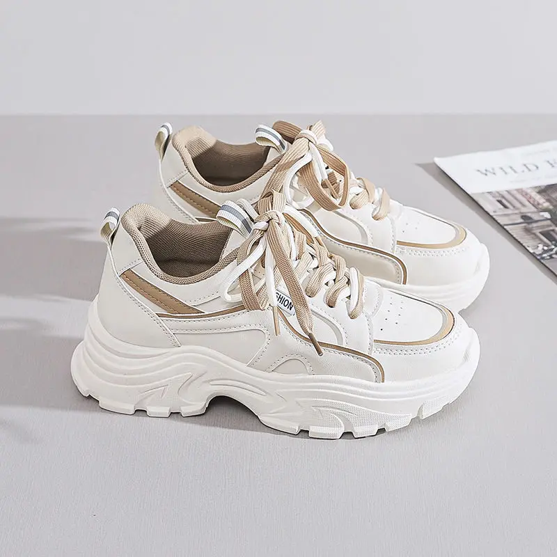 レディース厚底スニーカー-2025年春-韓国デザイン-軽量ランニングシューズ-身長アップ技術搭載-​