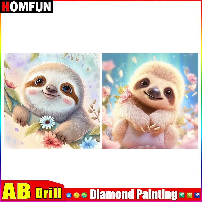 HOMFUN AB Square Round Drill 5D Diamond Painting Environmental Crafts Full Diamond Embroidery 