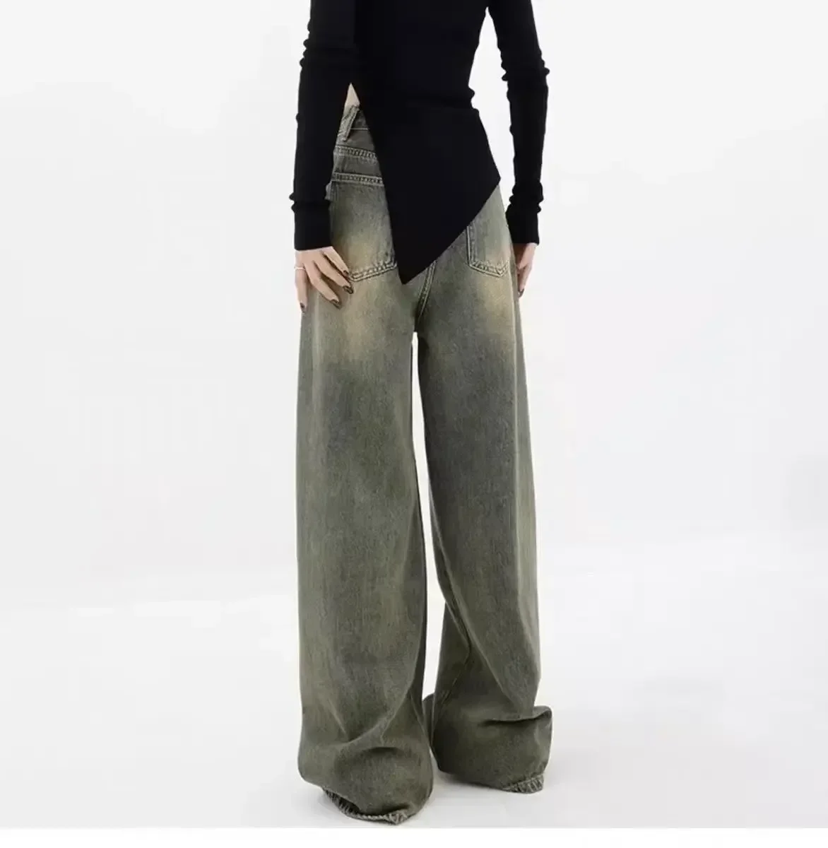 Baggy Jeans Women High Waisted Jeans Button Denim Pants Pockets Wide Leg New Y2K Trousers Vintage Streetwear Fashion 2023 Jeans