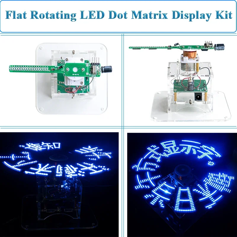 Electronic Diy Flat Rotating LED Dot Matrix Display Kit 51 Microcontroller Soldering DIY Electronic Production Loose Parts