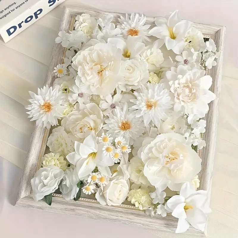 Flores artificiales de color blanco lechoso, ¡adecuadas para bodas, el día de San Valentín y Navidad! Se puede utilizar como ramo de novia en bodas para el testigo Felicidad; Se utiliza para decorar regalos del Día de San Valentín, llenos de amor; Decorar árboles de Navidad y chimeneas en Navidad; También se puede utilizar para hacer coronas y decoraciones de ramos, agregar color a varias escenas navideñas románticas ~