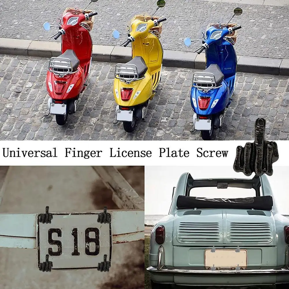 Middle Finger DIY 3D Design Decoration Universal Car Metal Motorcycle Number License Frame Plate Punk Style Screw