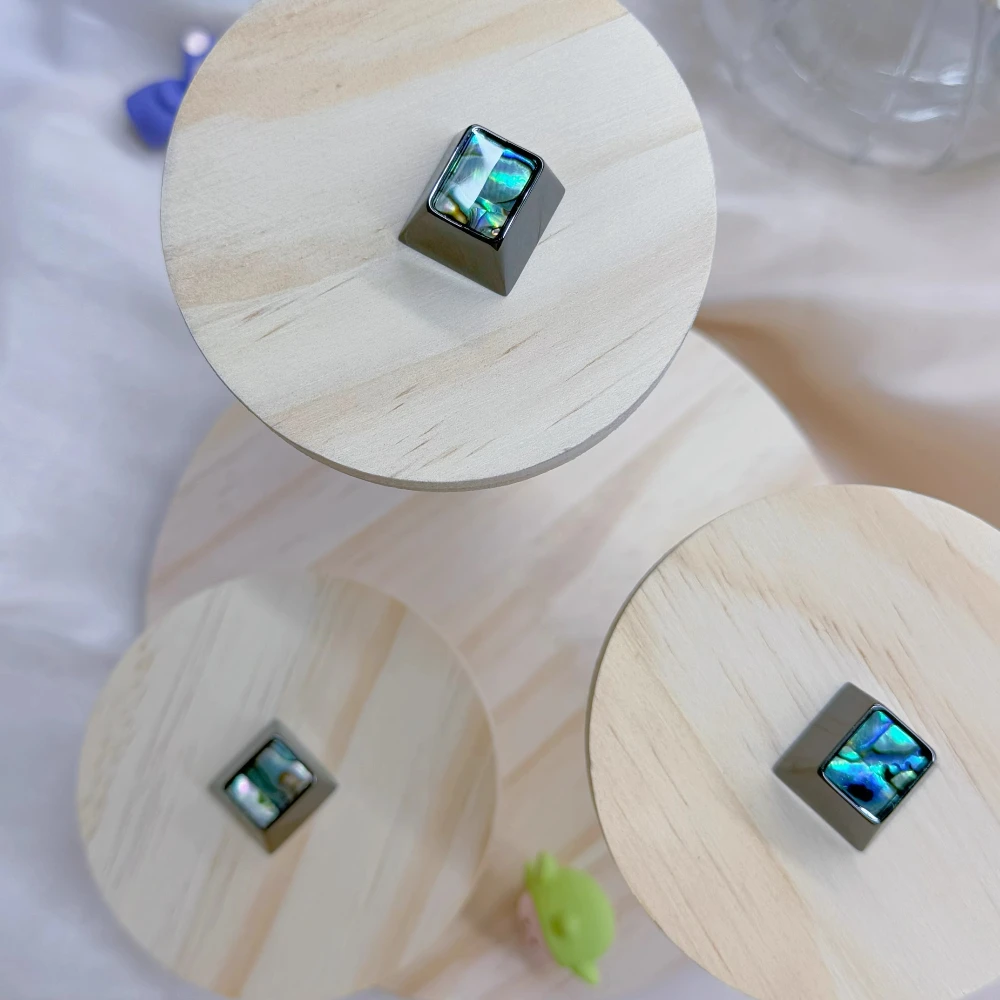 Cherry Profile R4 Keycaps for Mechanical Keyboard Zinc Alloy Metal Key Caps Blue Artisan Keycap Sea Shell Point Aluminum Keycap