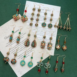 Retro Earrings for Women Nepalese Exotic Tibetan Earrings Vintage Ethnic Style Luxury Jewelry Mysterious Blessing Handmade Gift