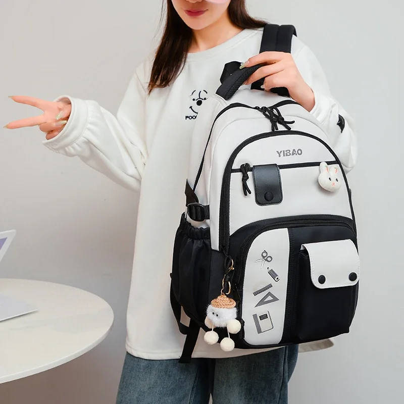 Mochila escolar con diseño de conejo para niño y niña adolescente, morral escolar de gran capacidad, a la moda