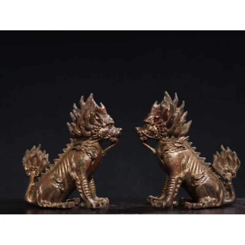 Old Collection Treasure Copywriting Decoration Copper 【 Qilin 】 Decoration