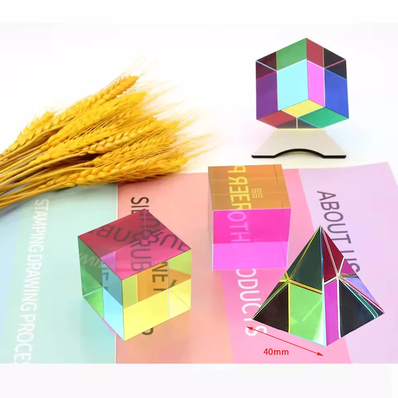 40mm 1.57 pollici colore cubo prisma tre colori primari scienza popolare esperimento ottico giocattoli educativi casa neocubbie giocattolo