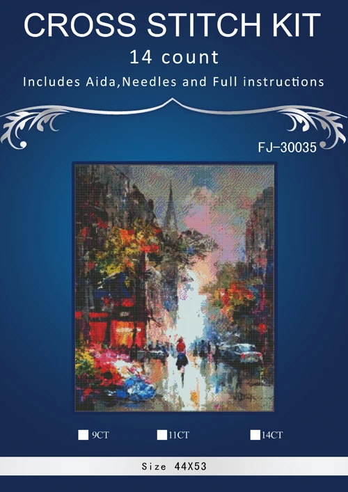 Noil paint of city scenery,Counted Cross Stitch 14CT Cross Stitch Sets Wholesale cartoon Cross-stitch Kits Embroidery Needlework