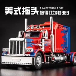 1:24 PETERBILT 389 traktör kamyon alaşım Model araba oyuncak Diecasts Metal döküm ses ve ışık oyuncak arabalar çocuk araç için A626