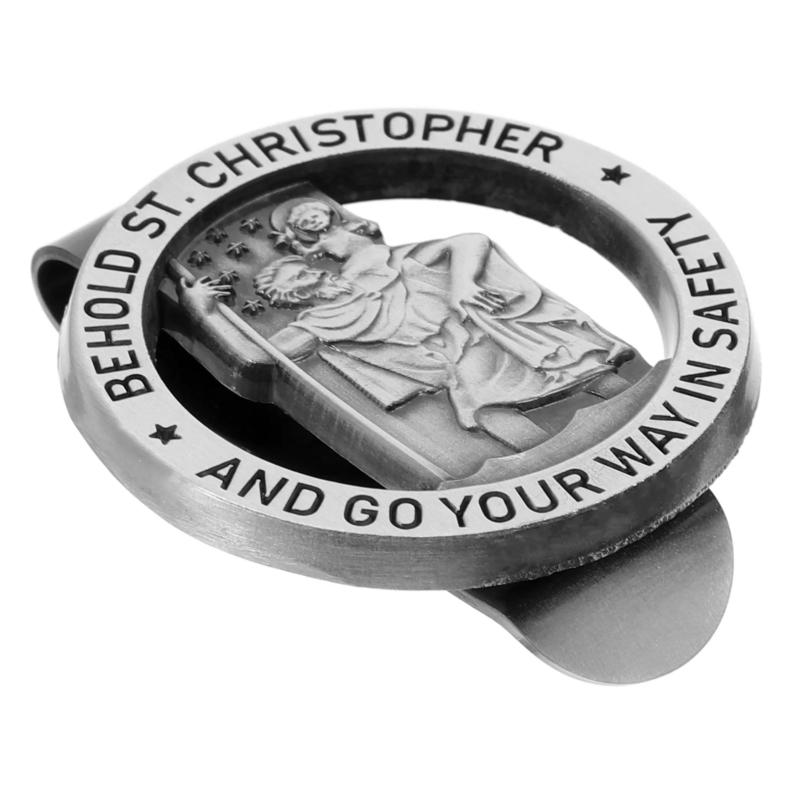 

Sun Visor Car Zinc Sun Metal Safety Bless Clip Alloy Bless Safety Clip Jesus Medal Decorative St Auto Metal