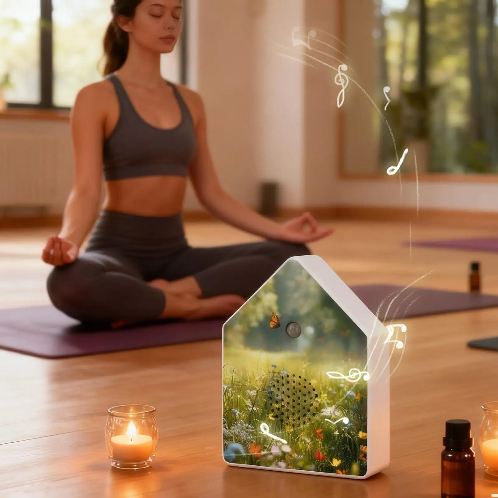 Singing Bird Box White Noise Music Device with Timer Bird Chirping Box with Motion Sensor for Home Garden Bedroom Meditation