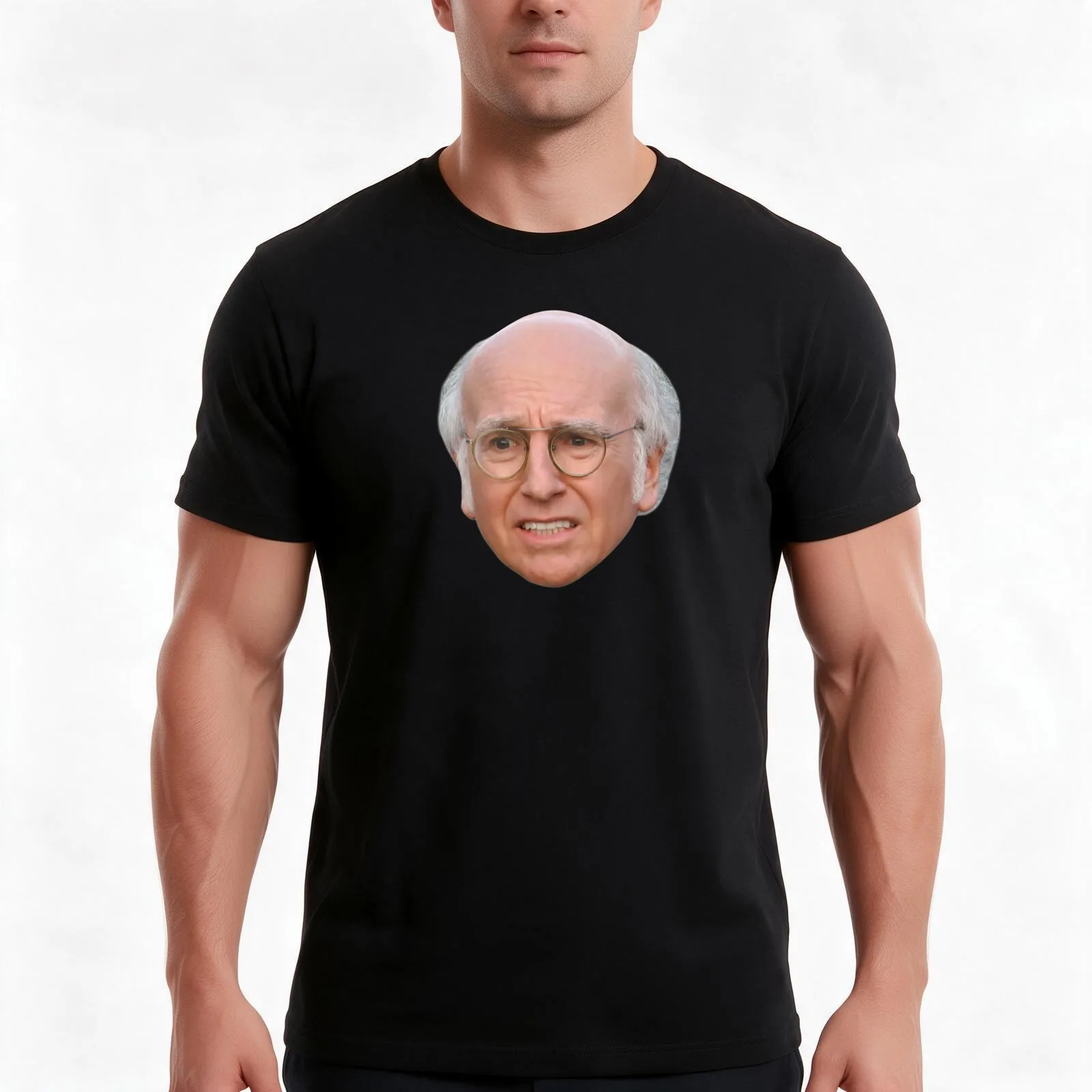Larry David - 6 T-Shirt, Summer Casual Cotton Tee, Oversized Streetwear Tops, Vintage Graphic Print, Loose Fit Short Sleeve