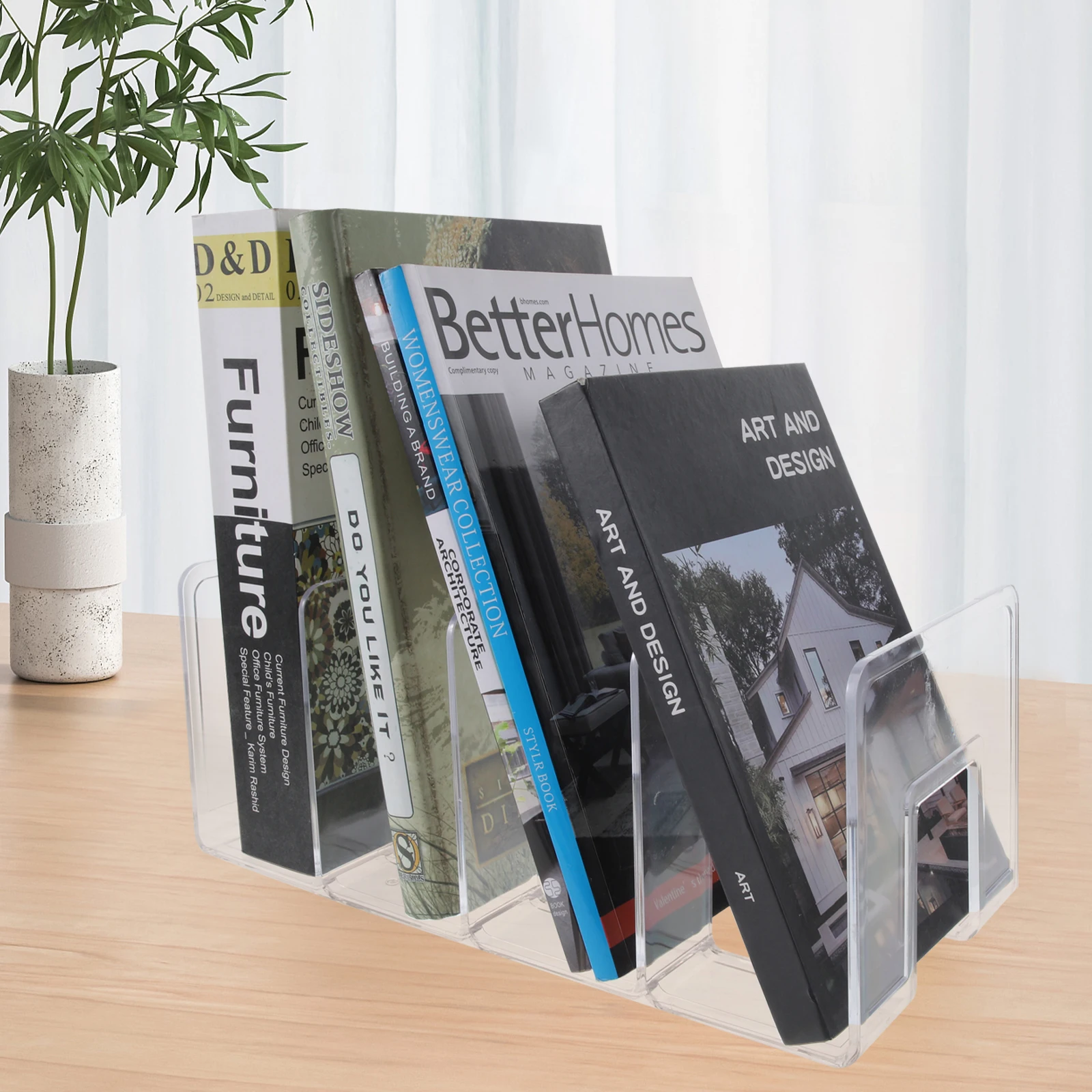 Acryl Boekenstandaard Rek Transparante Bureau-organizer Wit Dragende Verdikte Multifunctionele Boekensteunen Decoratieve Bindmiddel Sorter