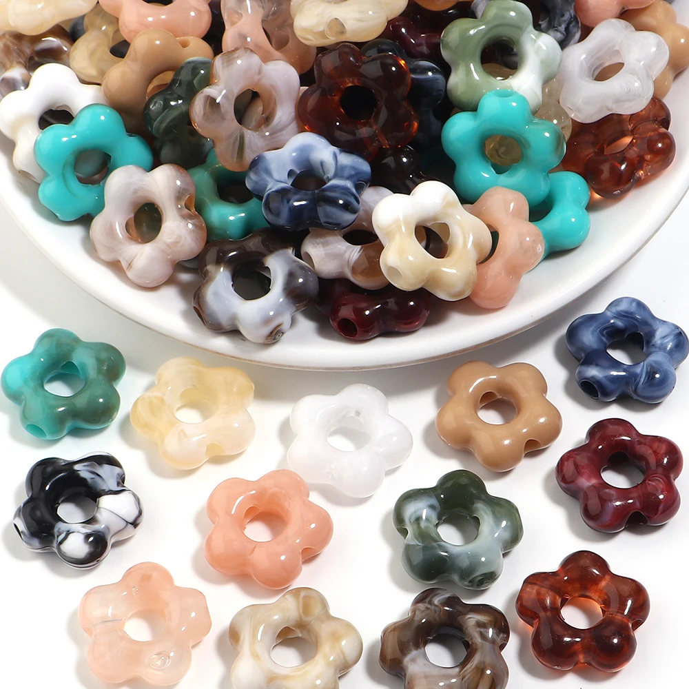 30Pcs/Lot 19mm Flower Shape Acrylic Beads Charms Spacer Beads For Jewelry Making DIY Necklace Bracelet Keychain Accessories