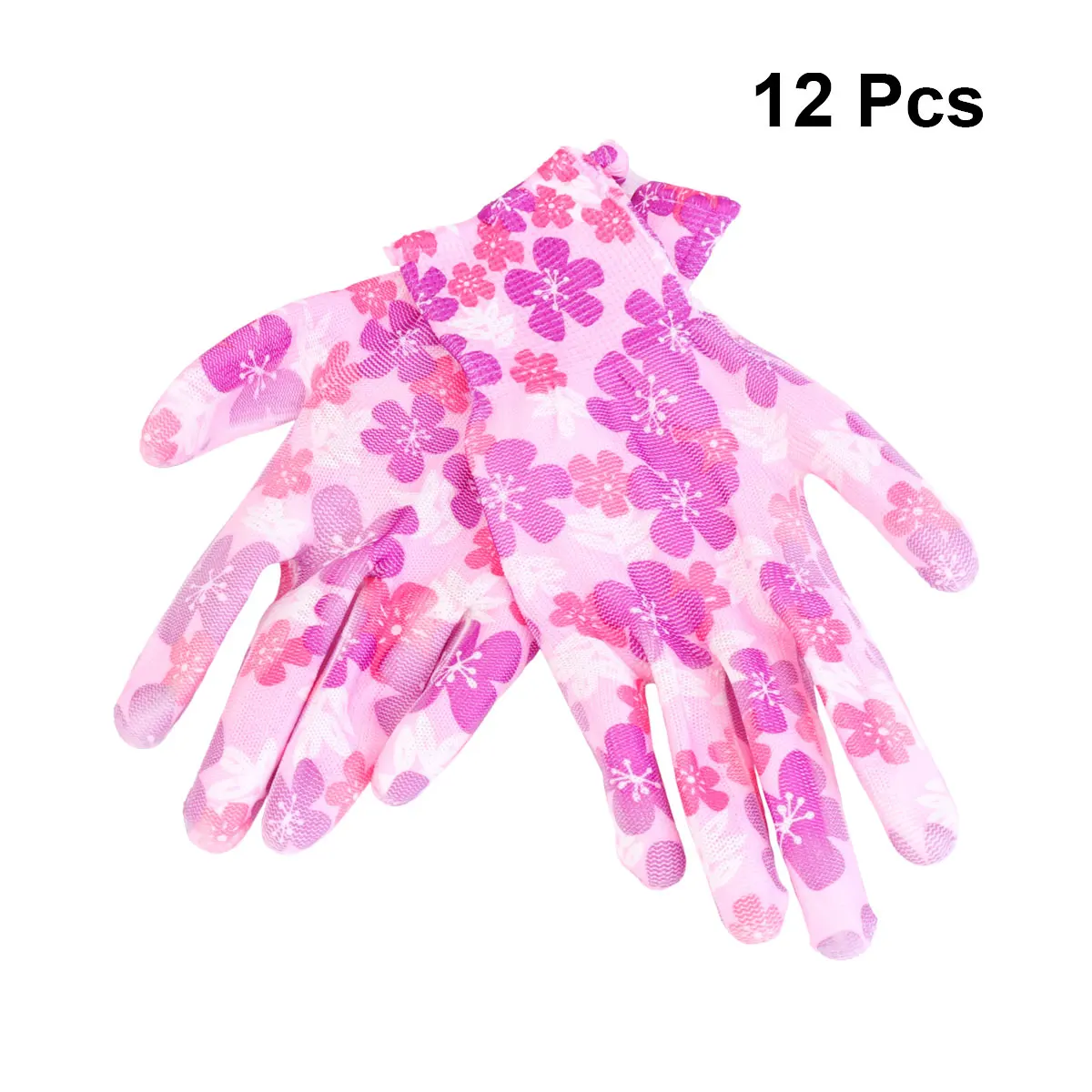 

6 Pairs Printing Gardening Gloves Protective Gloves PU Safety Gloves Hand Protector for Home Public (Flower, 21x8cm)