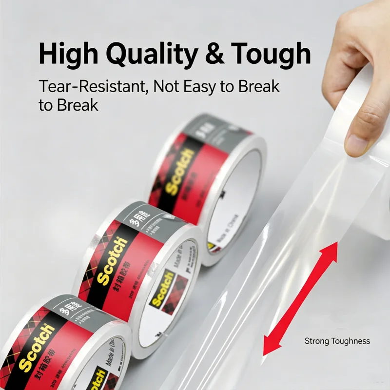 3M Clear Packing Tape High‑Adhesion Extra‑Wide Large Roll Tape Invisible Sealing Tape for Supermarket Sealing & Parcel Shipping