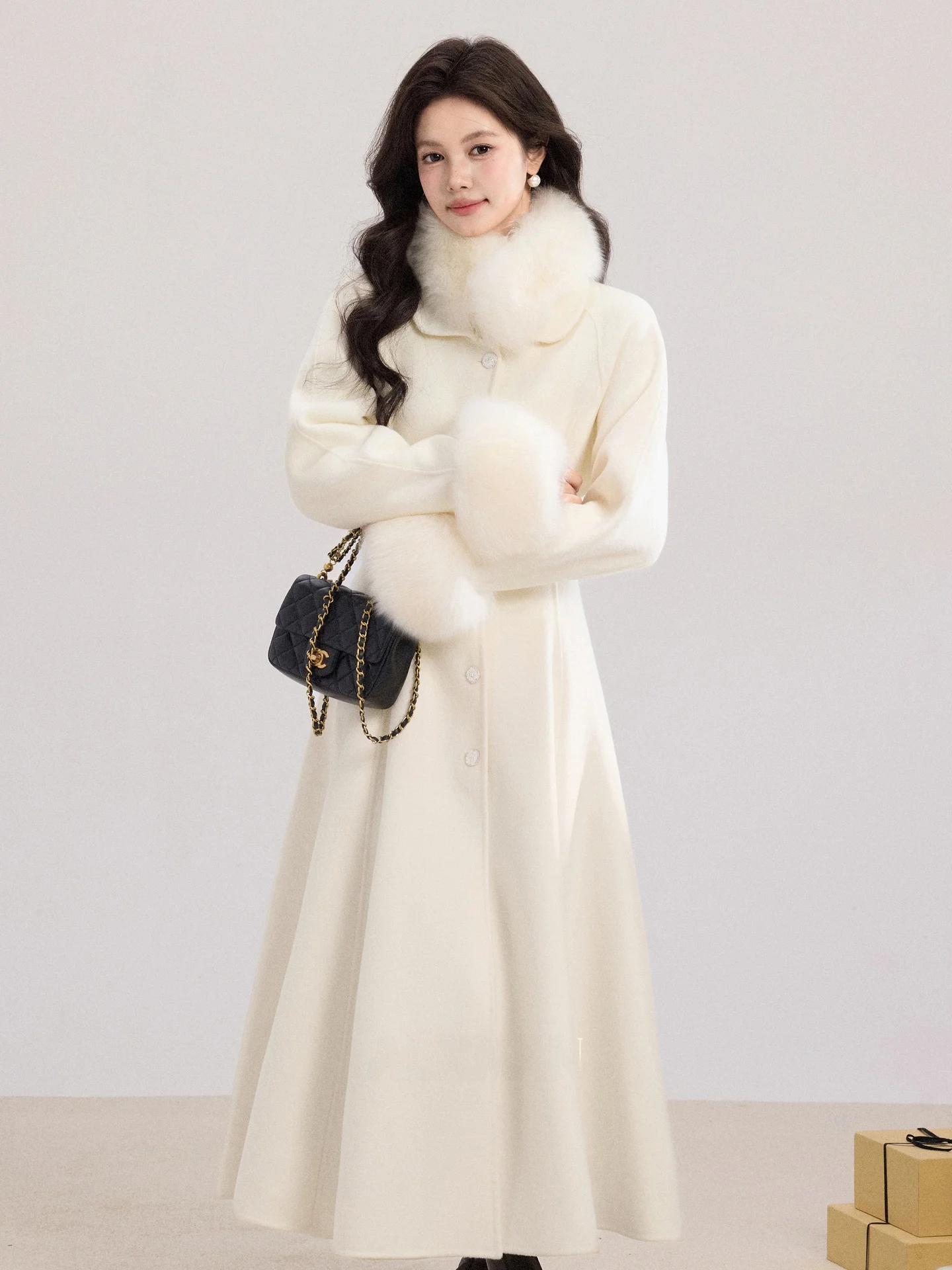 

Длинное шерстяное пальто для женщин светло-бежевого цвета от Deer South Winter Night High Fashion, премиум-качество, осень-зима