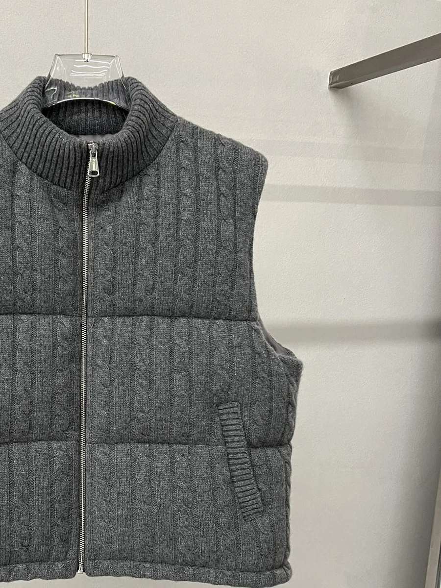 Autumn And Winter New High Quality Fashion Casual Vest 30% Cashmere 70% Wool Stand Collar Women'S Down Jacket