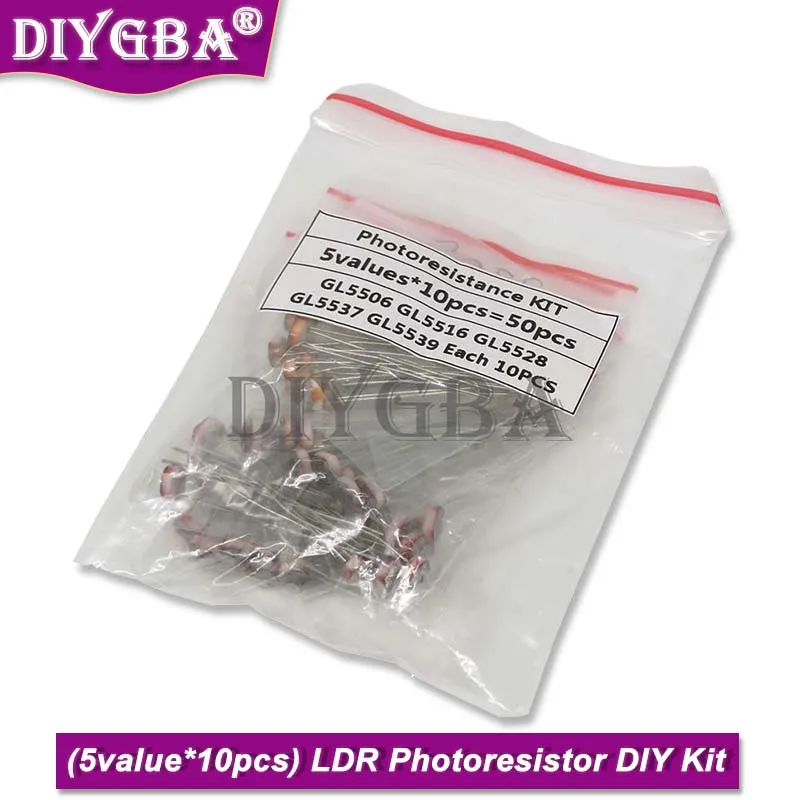 5Value*10pcs=50Pcs LDR  Photoresistor Diy Kit For GL5506 GL5516 GL5528 GL5537 GL5539 IGMOPNRQ