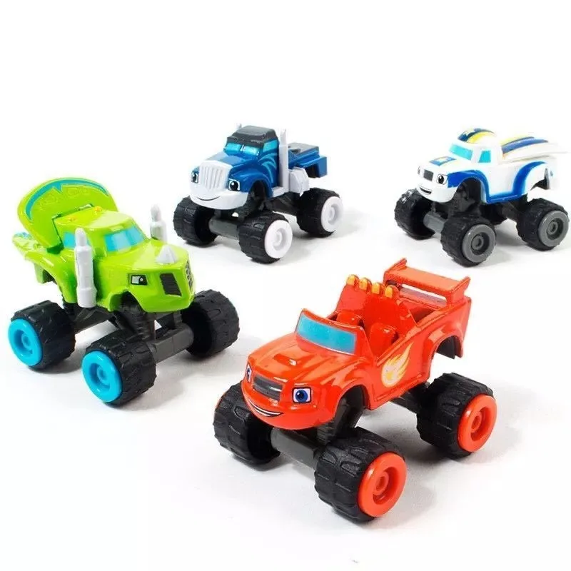 4Pcs Monsters Machines Alloy Car Toys Russian Classic Blaze Model Vehicles Truck Cartoon Figure Game For Kids Christmas Gifts