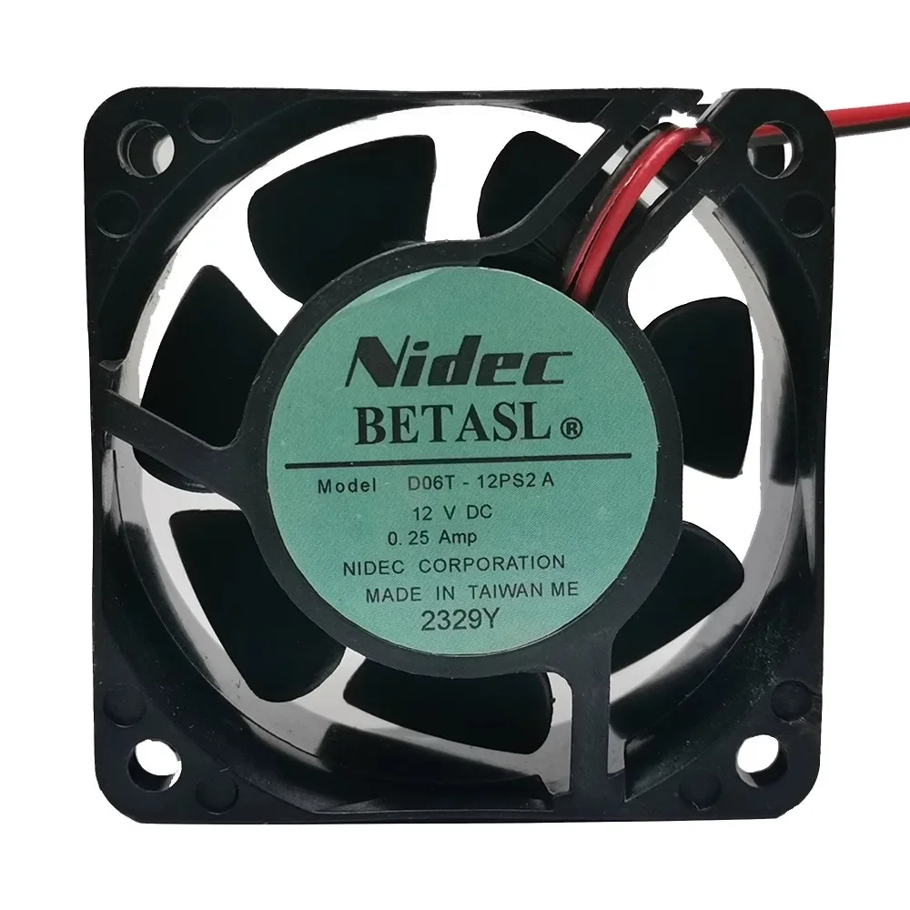 New Cooler Fan 2-wire For NIDEC D06T-12TS2/12PS2 6025 12V 0.25A Double Ball High Air Flow Cooling Fan 60*60*25mm