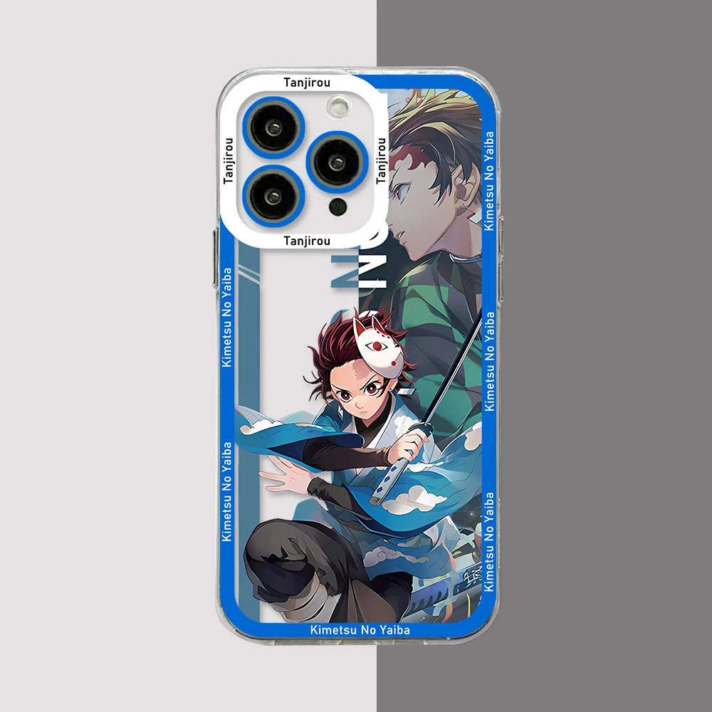 Hot Anime Demon Slayer Tanjirou custodia per telefono per iPhone 15 14 13 12 11 Mini Pro Max X XR XSMax 6S 7 8 Plus SE20 Cover trasparente