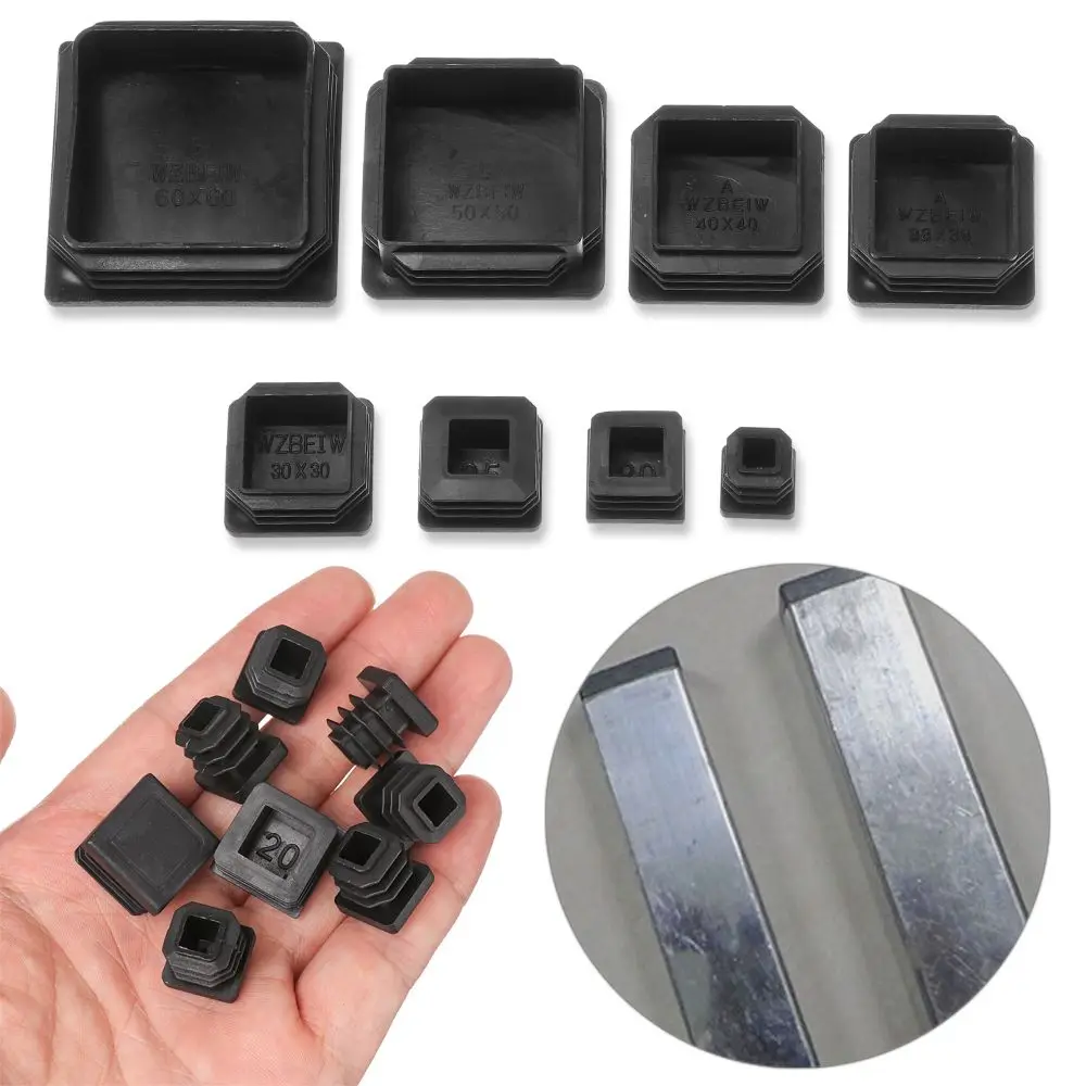 10Pcs/Pack Plastic Square Blanking End Caps Wear-resistant Furniture Feet Anti-slip Pad Chair Leg Caps Floor Caps Protection