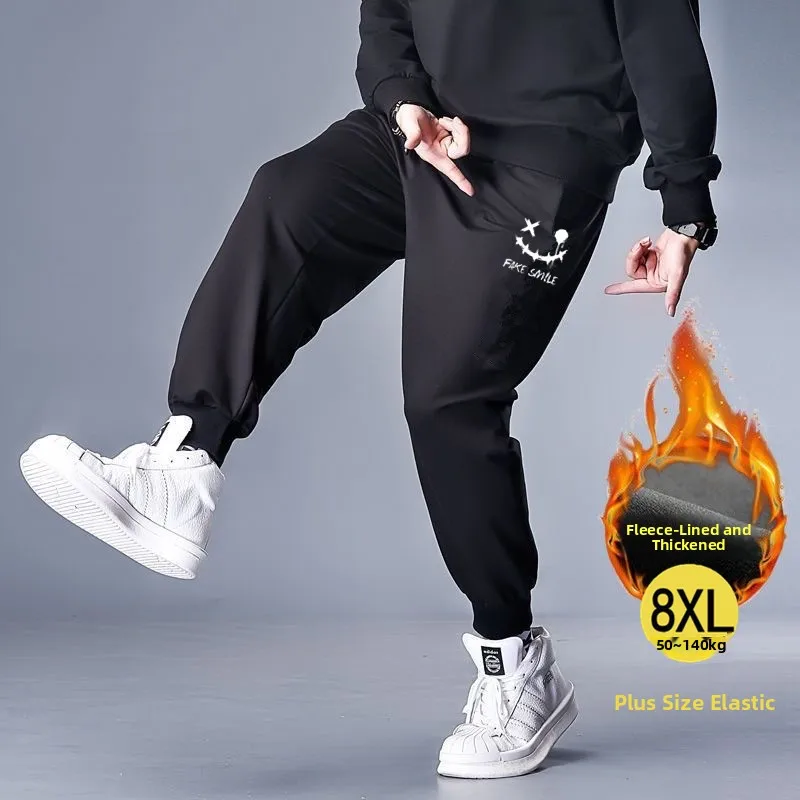 

Men's Fce Lined Thiened Casual Pants Loose Elastic Harlan Warmth plus Size Autumn Winter Polyester Fiber Print Regular Fit