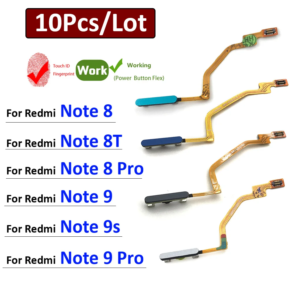 

10Pcs, New For Xiaomi Redmi Note 8T 8 9s 9 Pro Home Button FingerPrint Touch ID Sensor Flex Cable Ribbon Replacement Parts