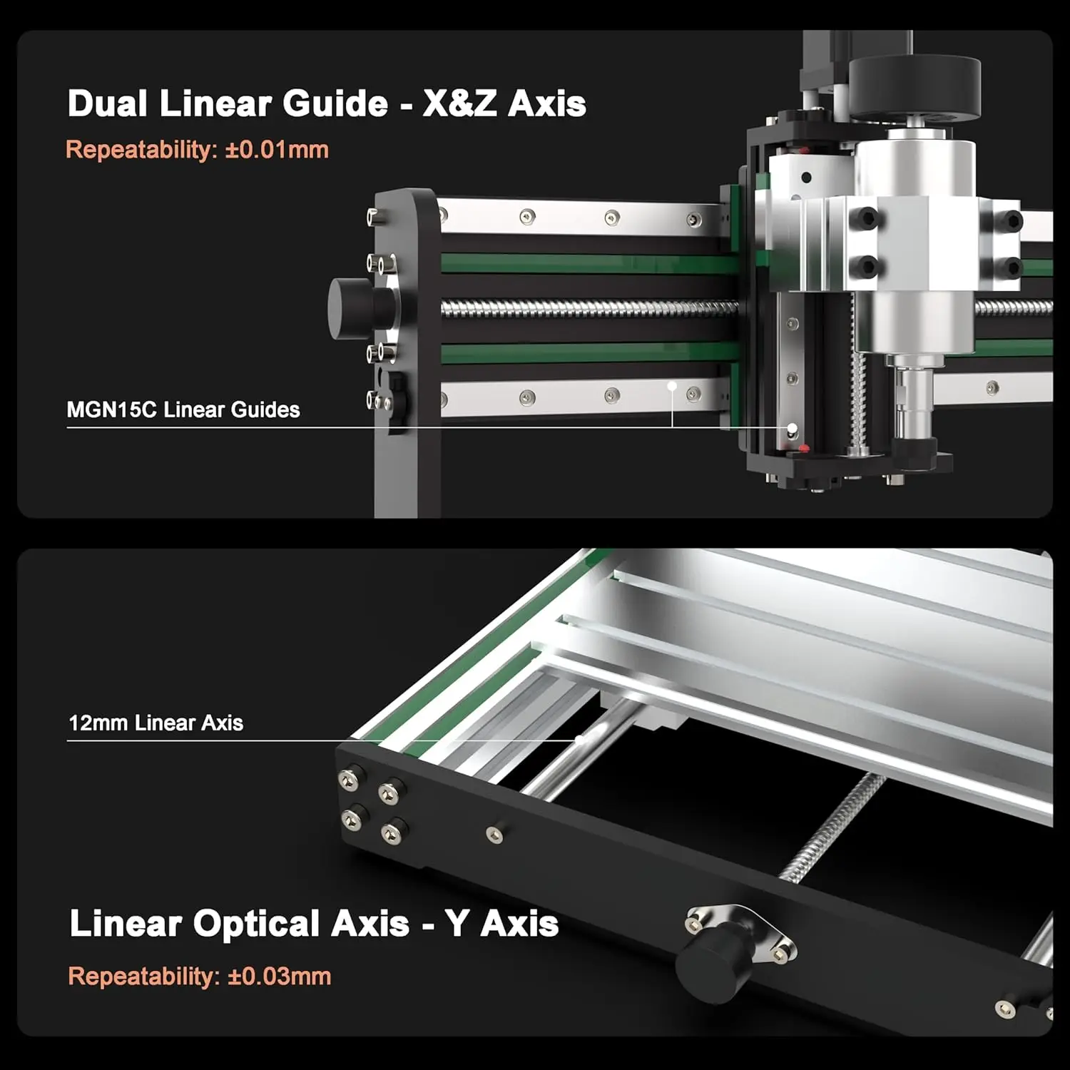 All-Metal CNC Router Machine 3020-Evo AnoleX X&Z-axis Dual Steel Guide Rails Kit 300W Spindle Limit Switches Emergency-Stop