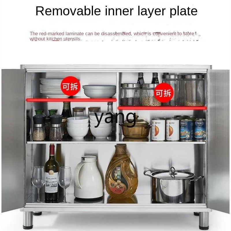 LMM Stainless Steel Tableware Side Tea Locker 304 Cupboard Floor Simple Outdoor Balcony Storage Kitchen