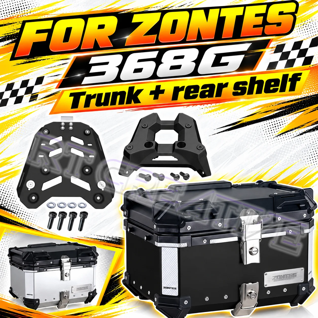 Rear Luggage Rack Base Plate Fit ZONTES 368G 2024 Motorcycle, Install Rear Trunk and Side Three Boxes