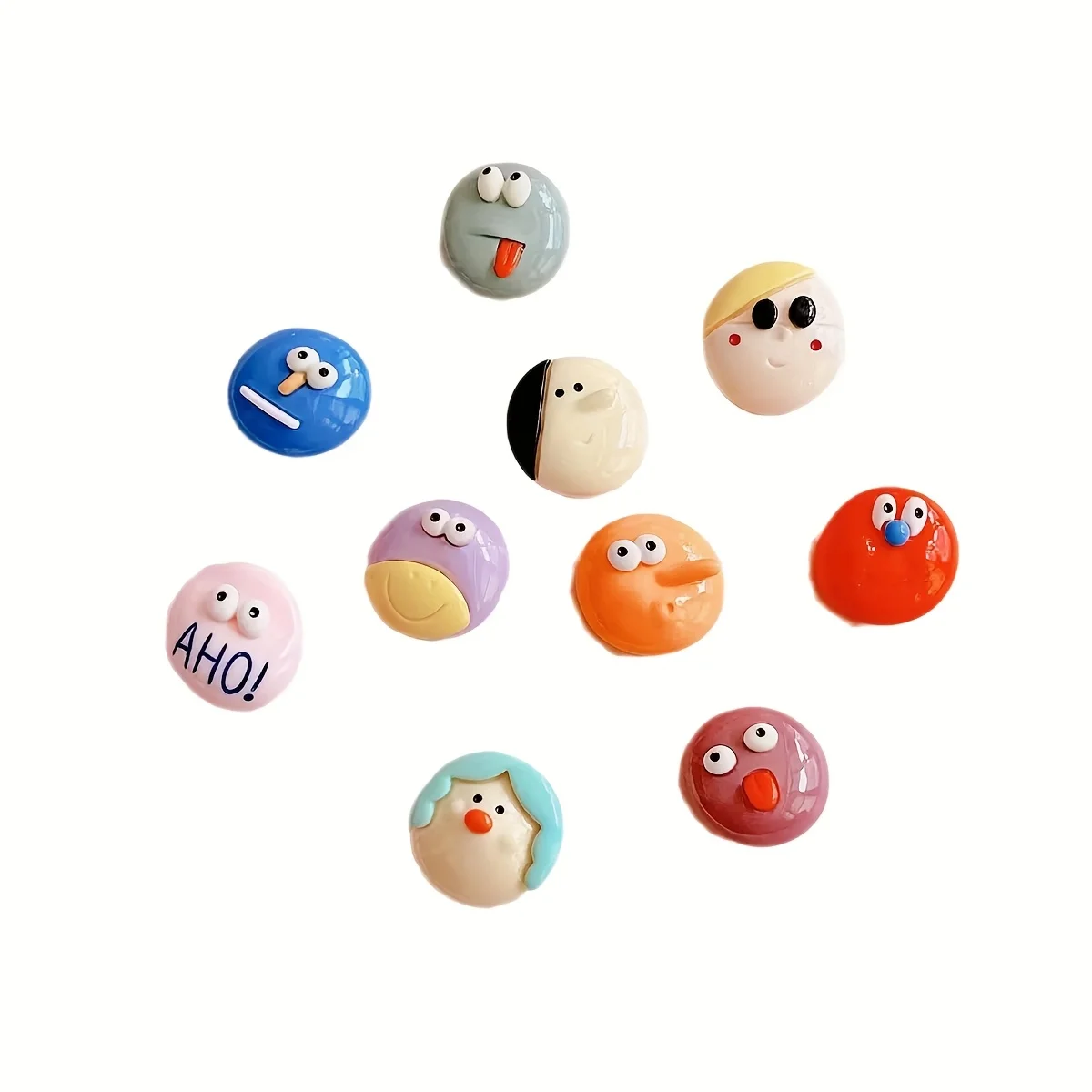 10pcs Fun Expression Bean Doll Resin Re frigerator Magnet Kitchen Decoration