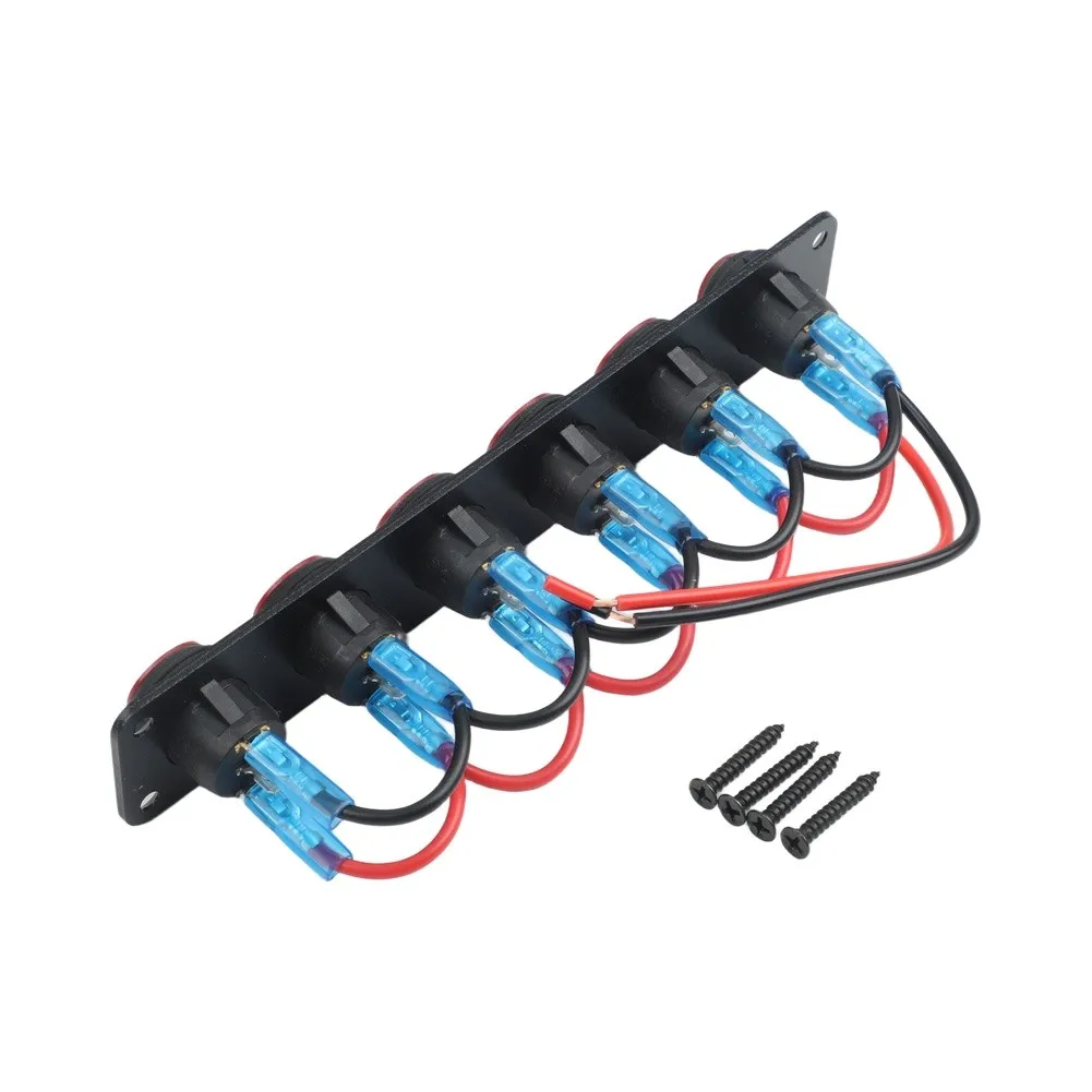 Waterproof round rocker switch panel with 6 position LED indicator suitable for marine automotive and outdoor equipment