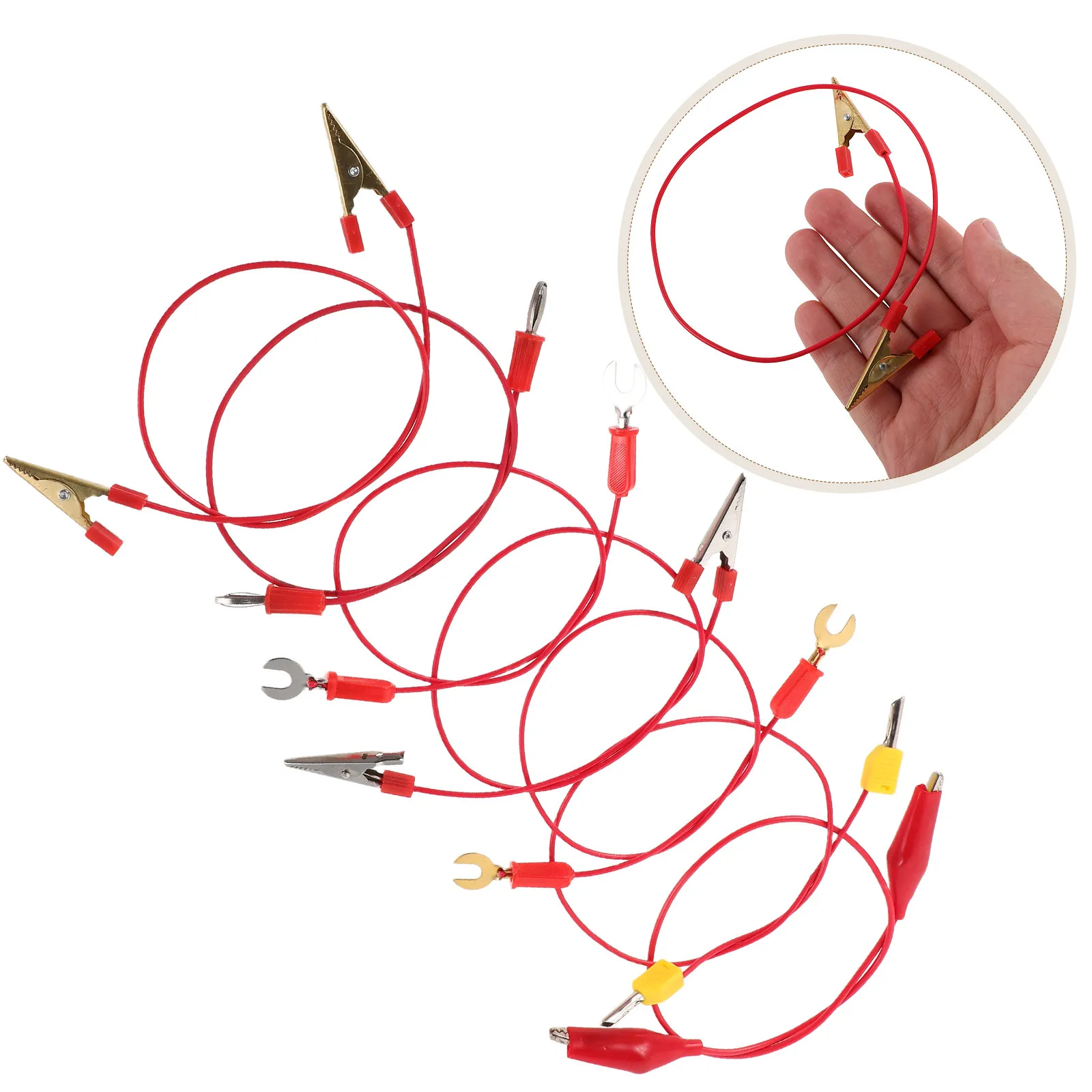 

Набор из 7 тестовых проводов с банановыми штекерами, зажимами типа «крокодил» и U-образными вилками для подключения электрооборудования в лаборатории и физических экспериментов