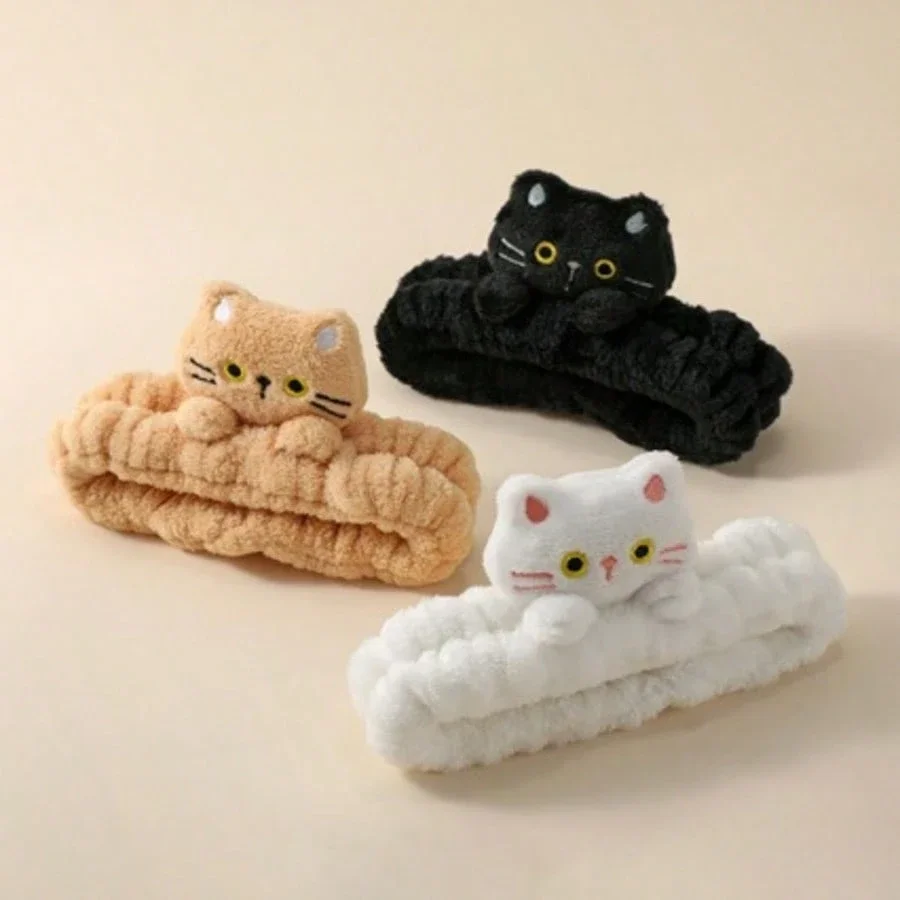 

Милая повязка на голову в виде кошки для женщин, нескользящая, для умывания и нанесения масок