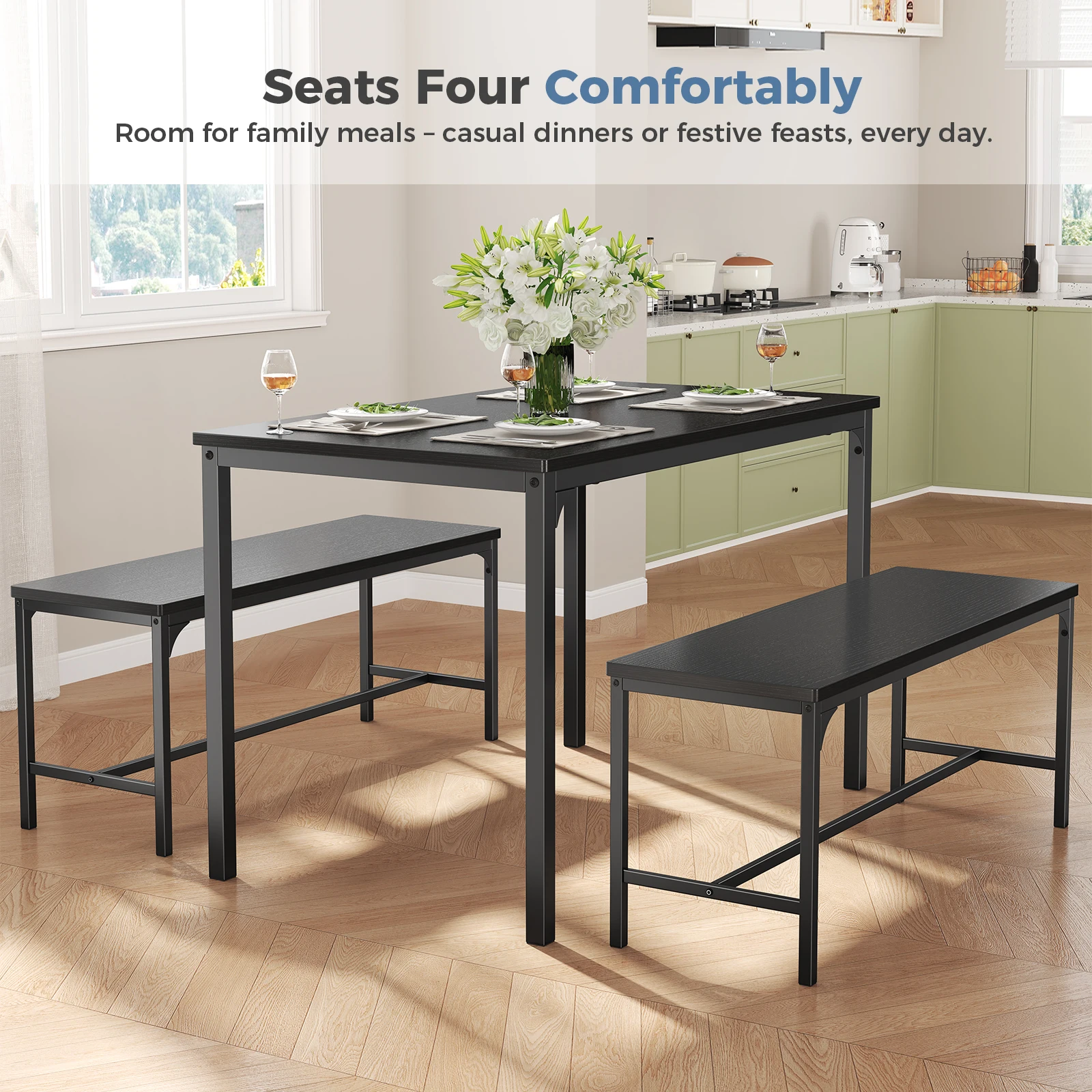 3-piece dining set in compact space