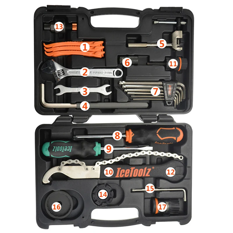 IceToolz 82F4 Essence Tool Bike Kit Multifunctional Bicycle Repair Tool Box Shop Tool Set Cycling Repair Case Tool Set