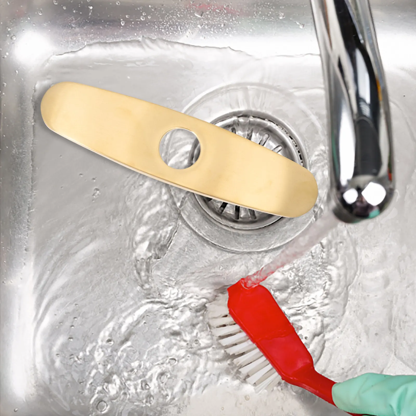 Home Sink Hole Cover Stainless Steel Faucet Cover Plate Kitchen Faucet Decor Plate Corrosion Resistant Safe Material Anti