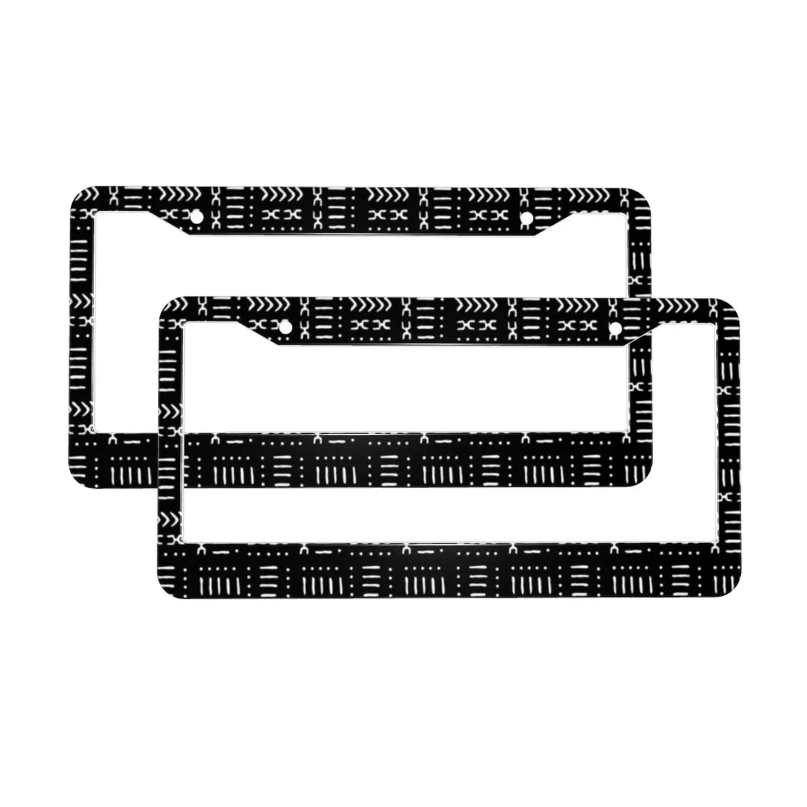 African Bogolan Ethnic Triba Art Car License Plate Frame 2 Pack License Plate Holder with 2 Holes Car Tag Frame for Women Men