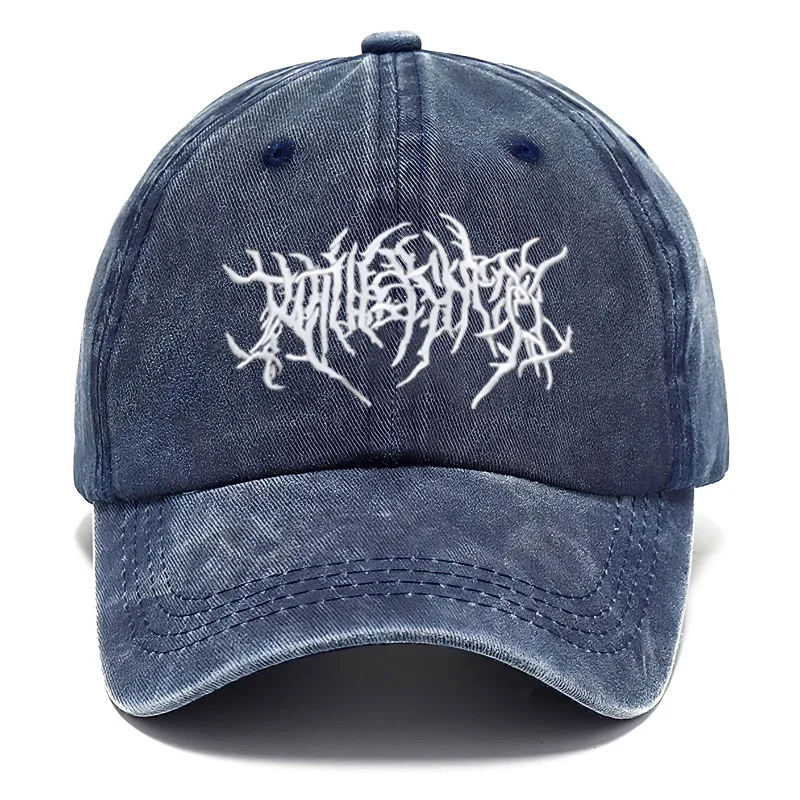 ヴィンテージ風ウォッシュドコットン野球帽、調節可能、ダメージ加工、トレンドの刺繍入り、ロック、ユニセックス、男女兼用、ファッションサンハット