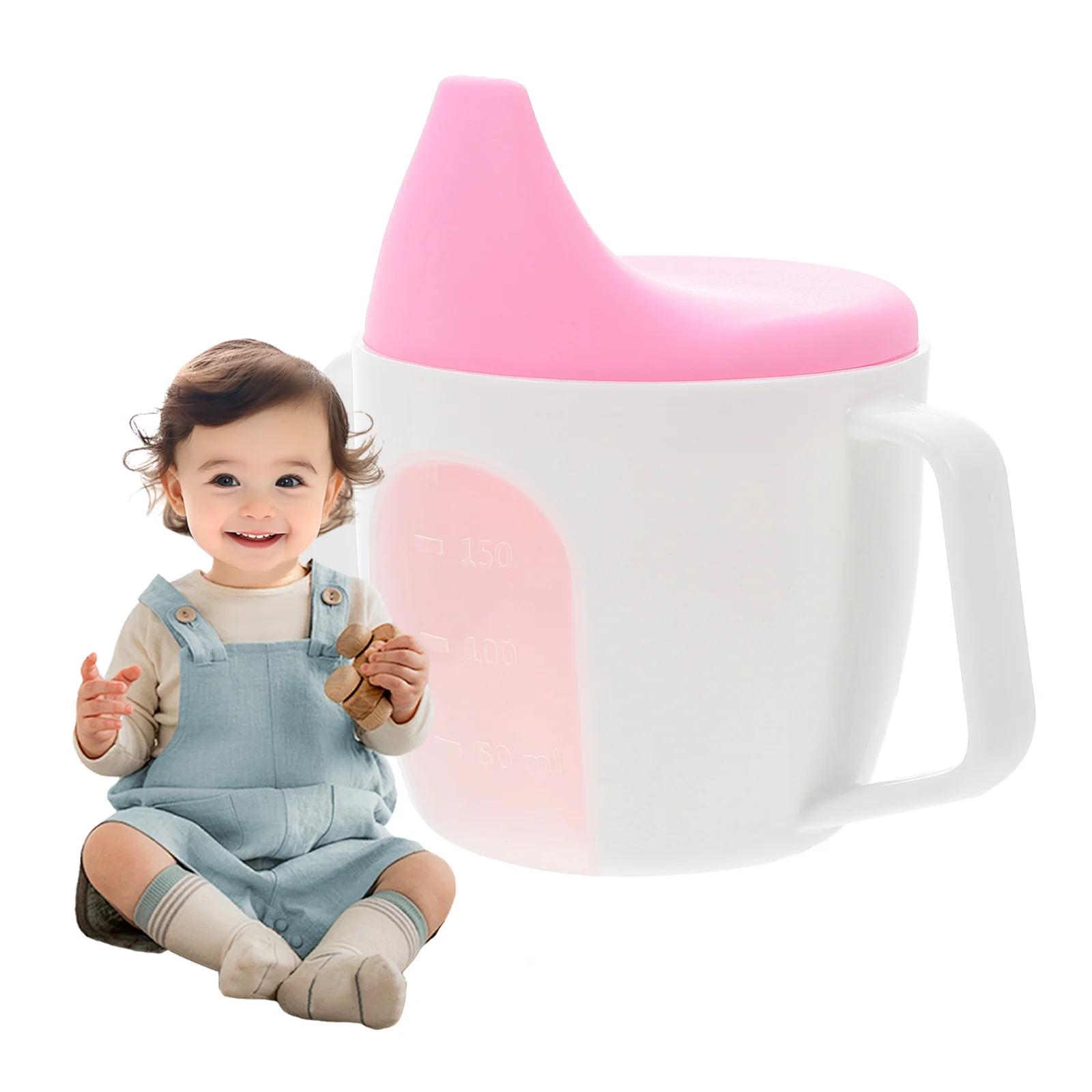 

Toddler Water Cup with Scale Leak Resistant Spout Baby Sippy Cup with Handles Bpa-Free Material Easy to Hold and Clean Drinking