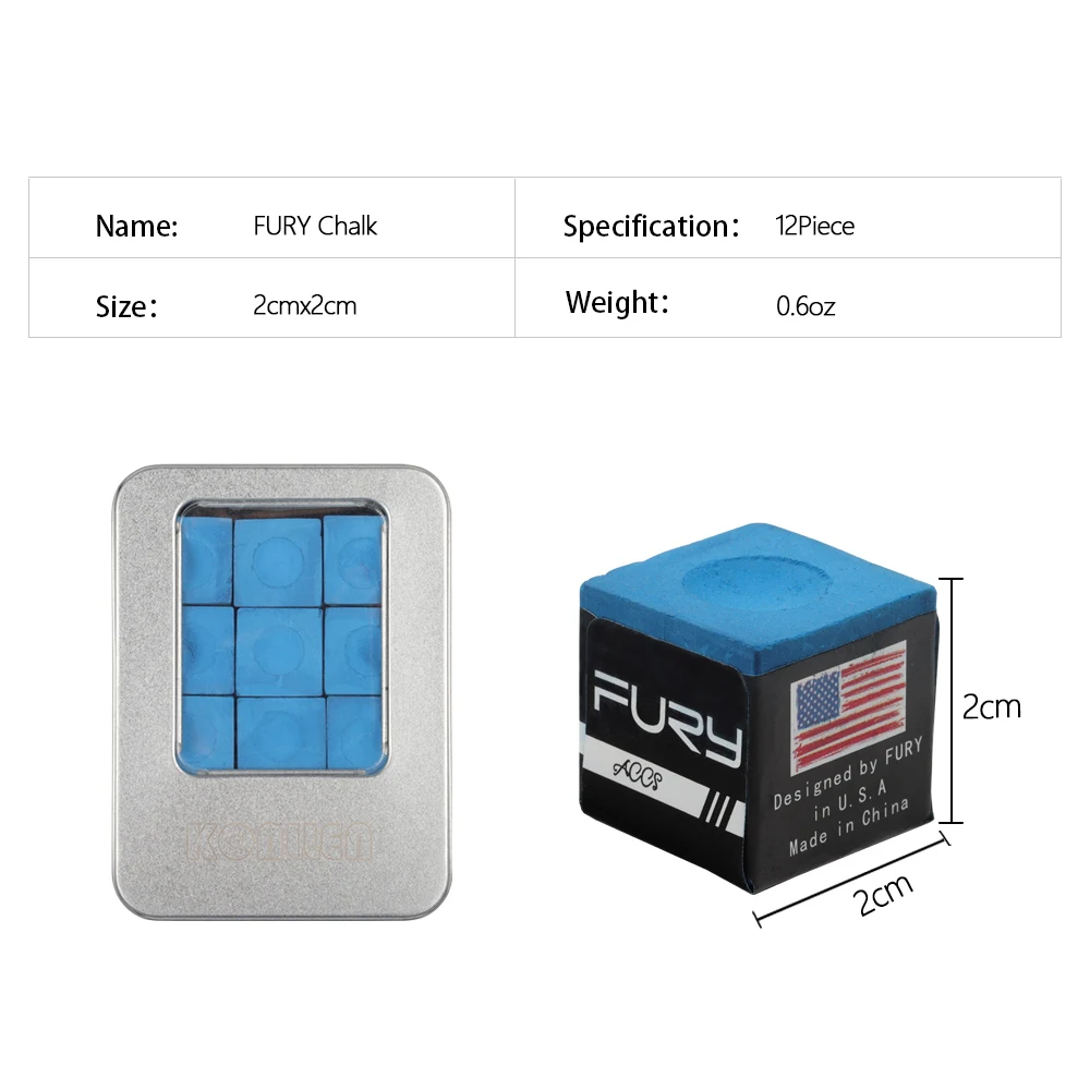 Original Fury Chalk Professional 144 pecs Billiard Chalk Blue High Quality Billiard Accessories for Champions China 2019