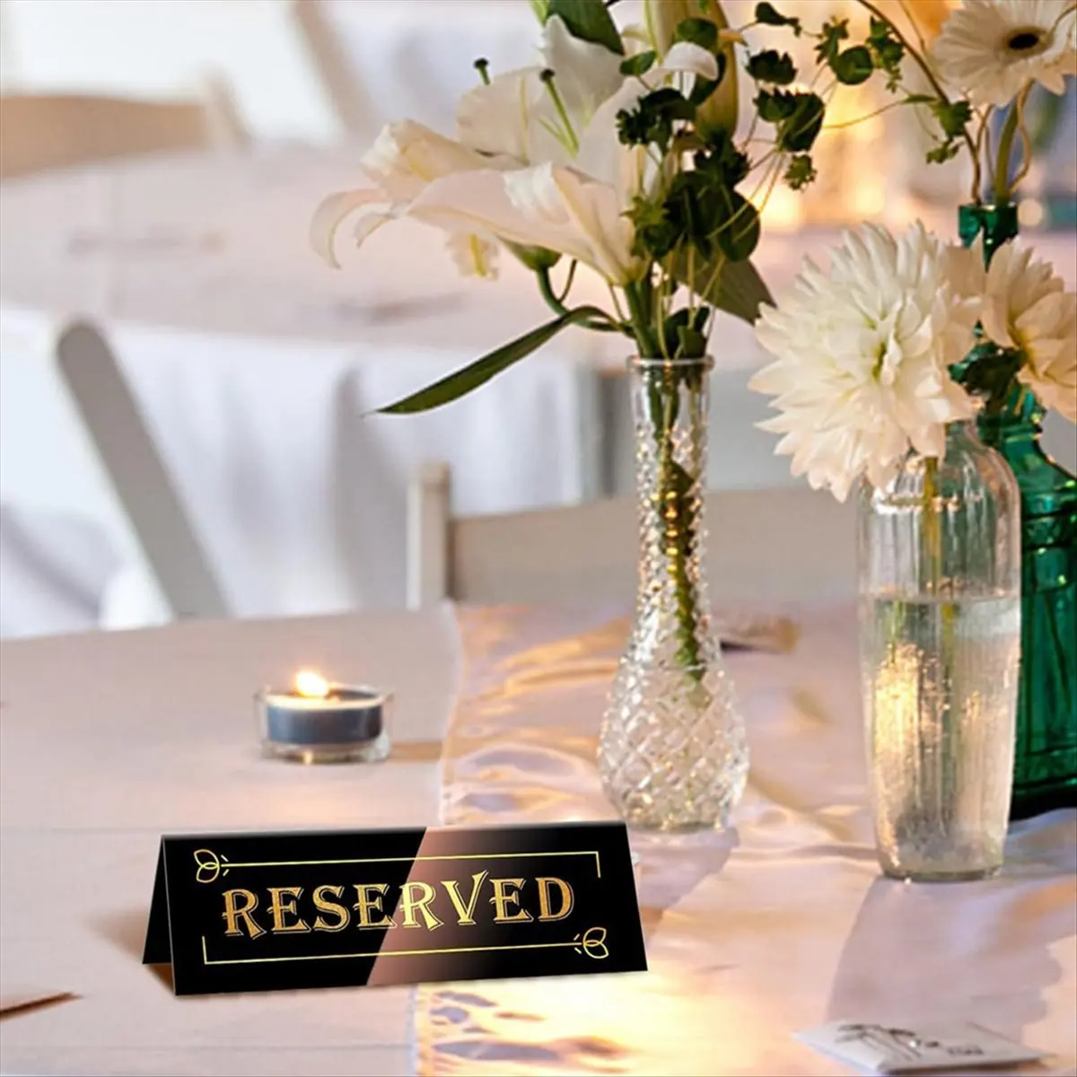 10 قطع من لافتات الطاولة المحجوزة من الأكريليك - 6 × 2 × 1.6 في خيمة الطاولة - على الوجهين، مقاومة للماء - لافتات جلوس محفوظة #3