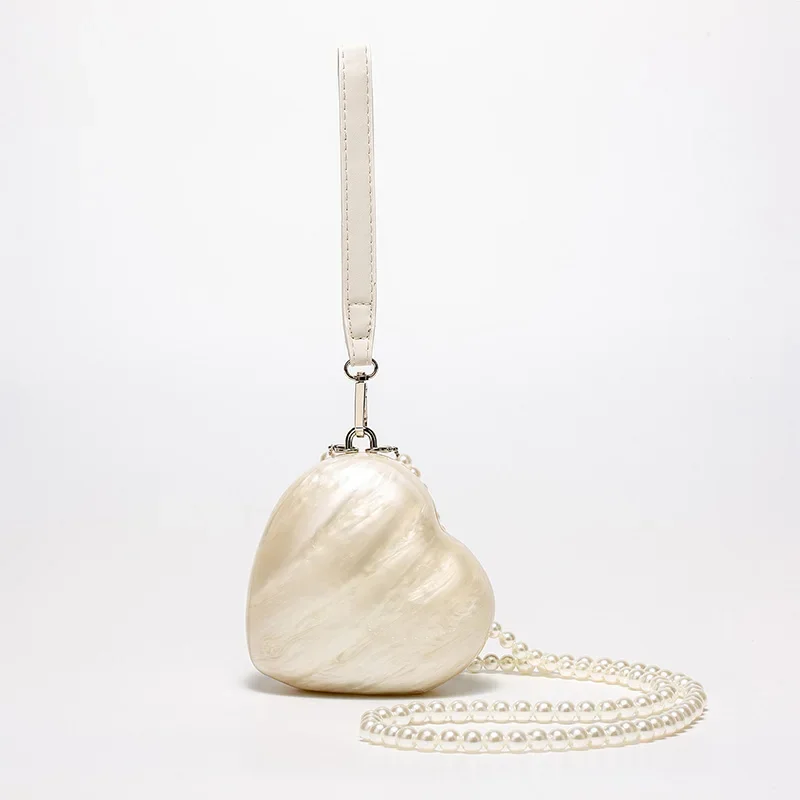 Umhängetasche in Gänseform, Perlenkette, Umhängetasche, britischer Designer-Abend, elegante Clutch-Geldbörse, Damen-Schultertasche aus Acryl – Detail 20