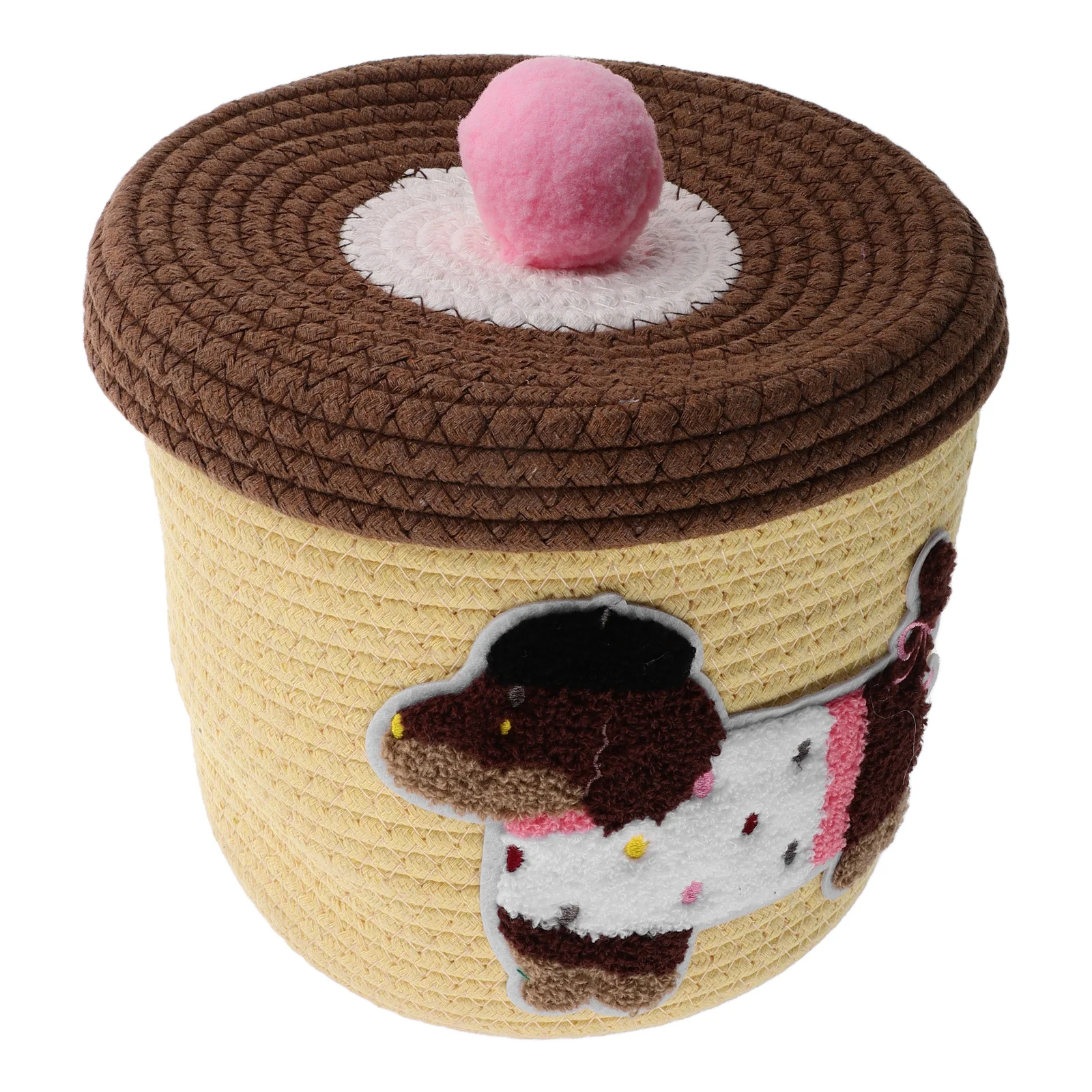 

Car Storage Basket Large Capacity Cotton Rope Snack Organizer Decorative Bins Round Lid Box Weaved Container Car Interior