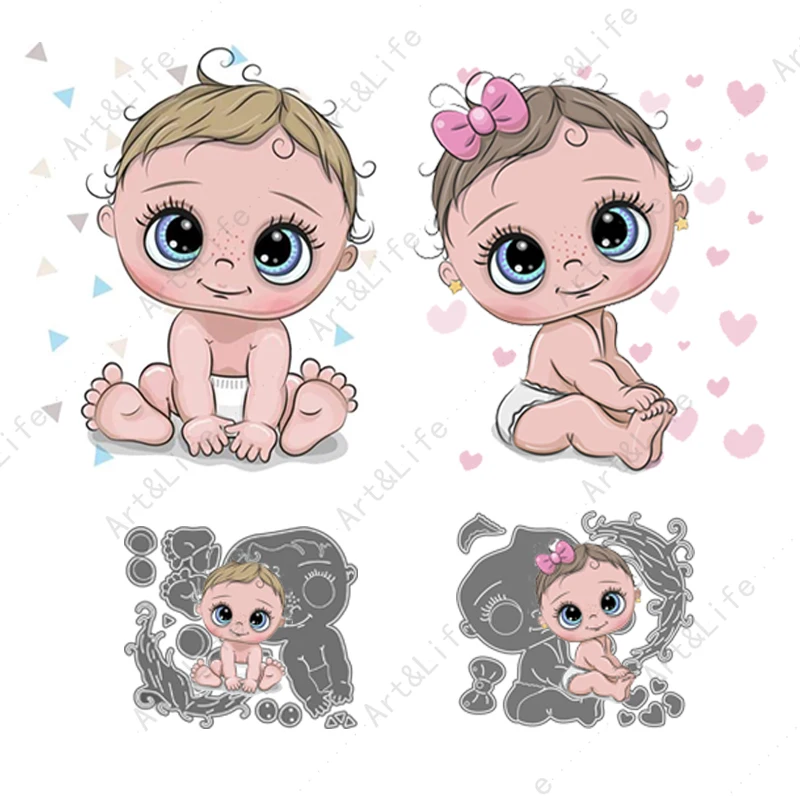 Anioły dla dzieci nowe matryce do cięcia metalu Cute Boy and Girl Baby Crafts szablony do scrapbookingu papier do albumów wytłaczania kartek Die Cut