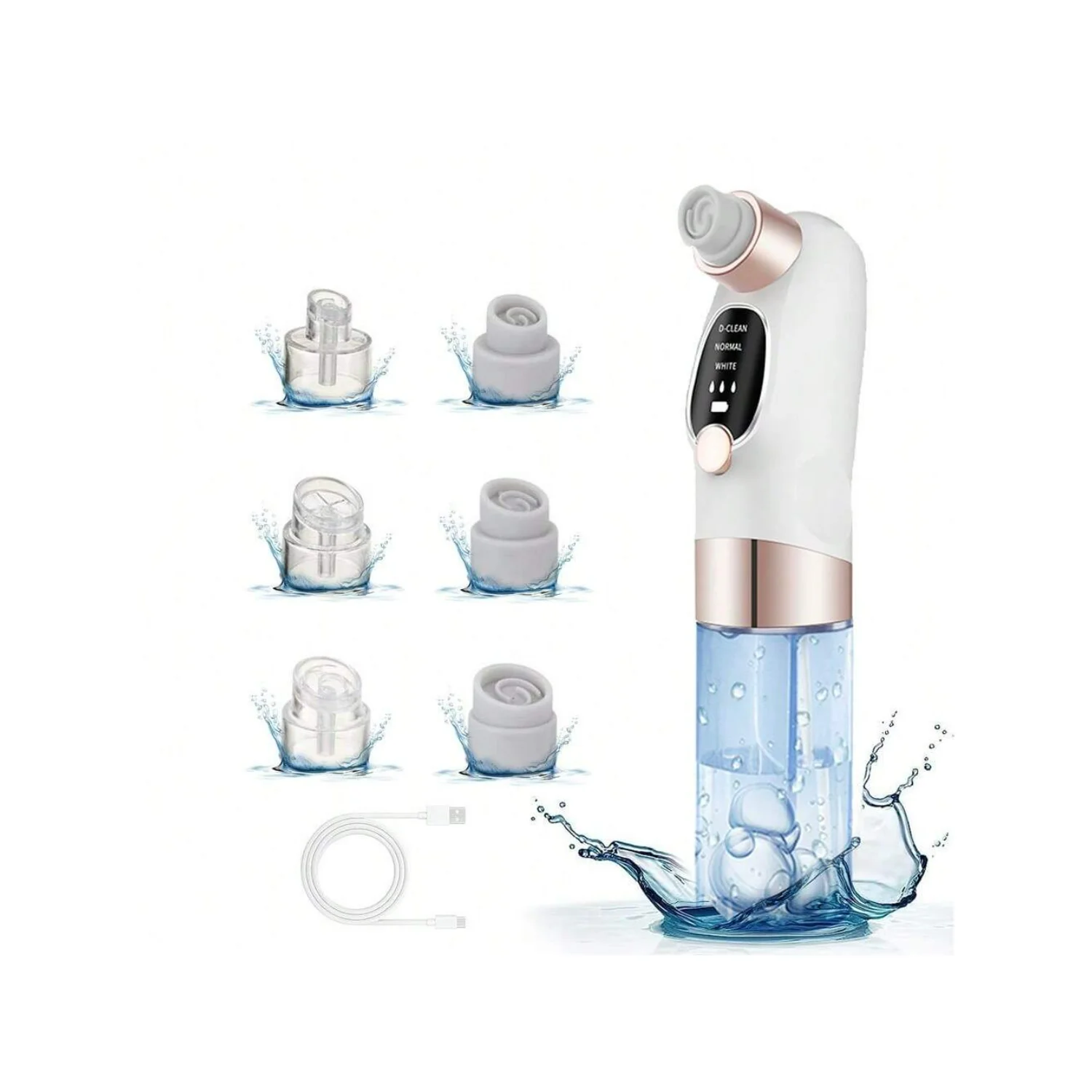 

6-In-1 Portable Pore Cleaner Set, 3-Level Suction Adjustment, USB Rechargeable Facial Vacuum Cleaner, Pore & Skin Care Tool Sui